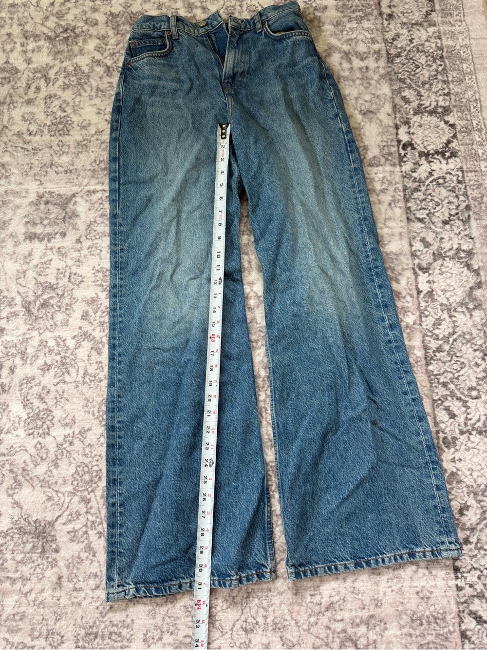 Reformation Cary High Rise Slouchy Wide Leg Jeans Women’s Size 24 Med Wash - Picture 2 of 6